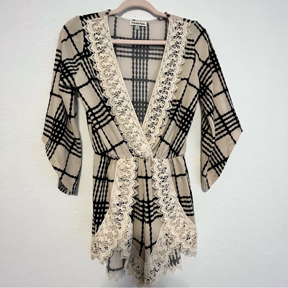 Original Piece Women’s Ladies Romper Geometric Print Crochet Detail Size Small